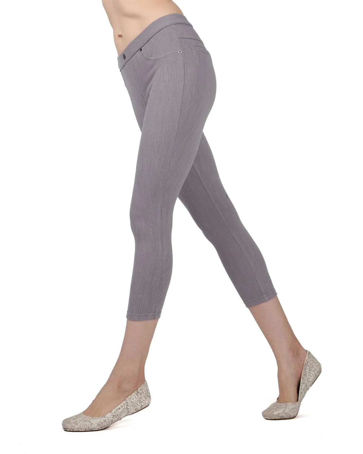 Chino Capri-Length Cotton Blend Leggings