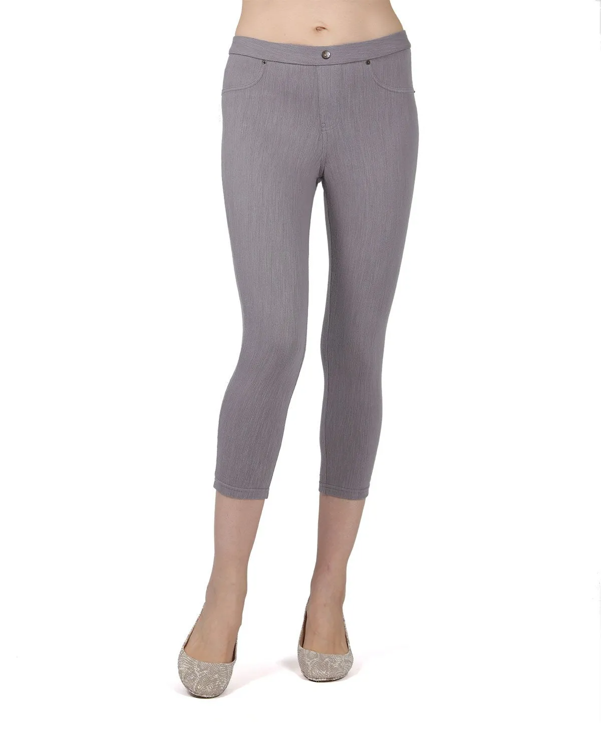 Chino Capri-Length Cotton Blend Leggings