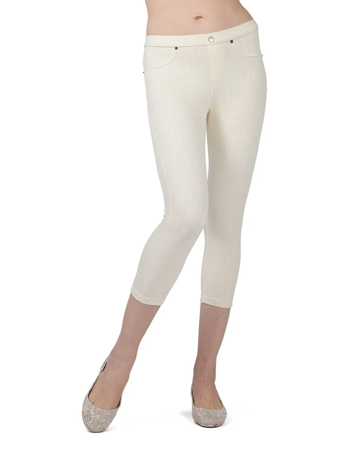 Chino Capri-Length Cotton Blend Leggings