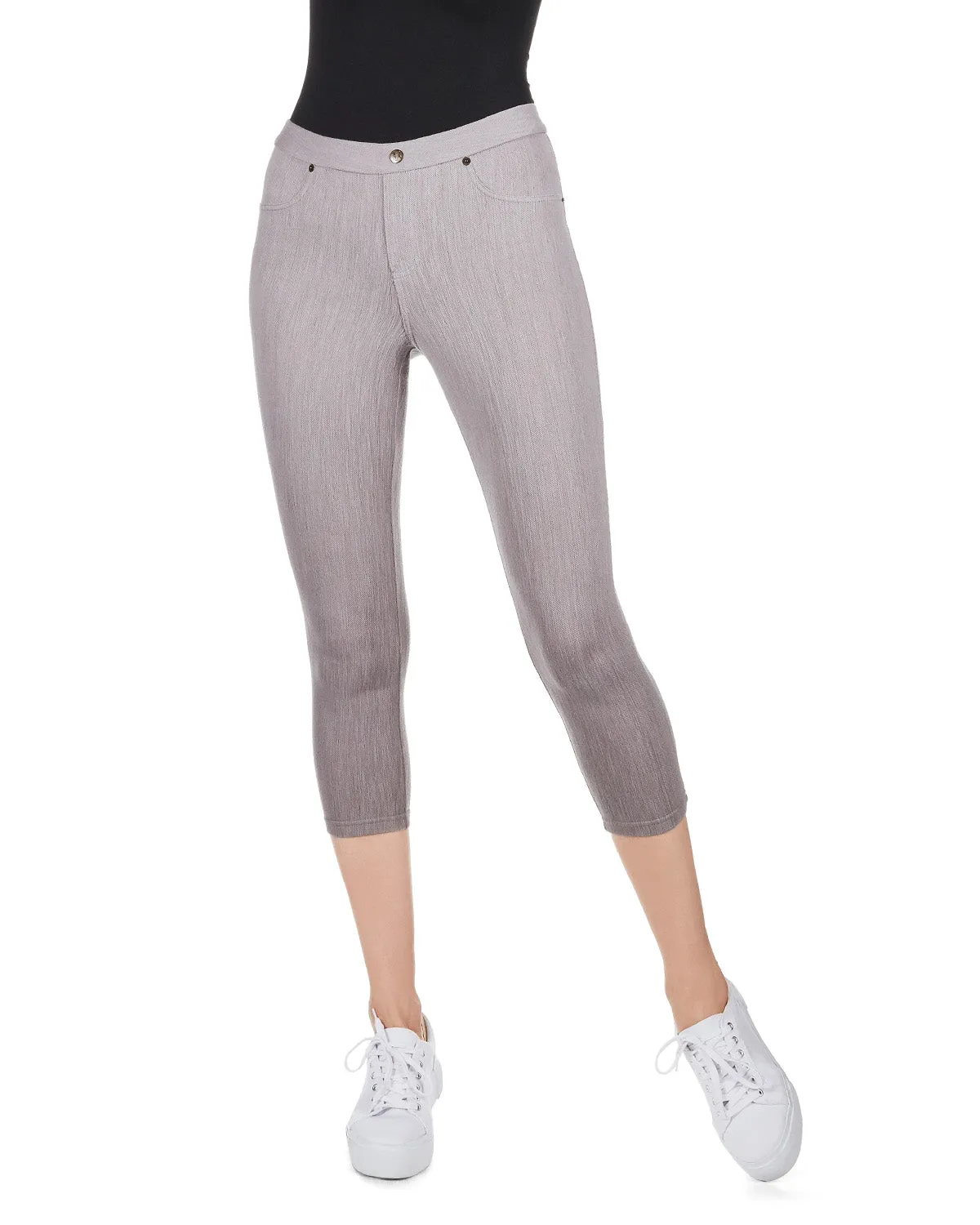 Chino Capri-Length Cotton Blend Leggings