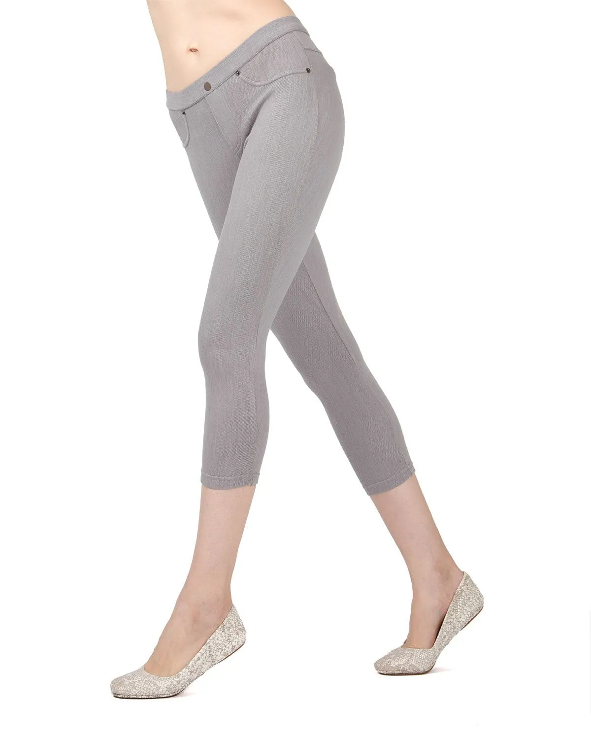 Chino Capri-Length Cotton Blend Leggings