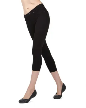 Chino Capri-Length Cotton Blend Leggings