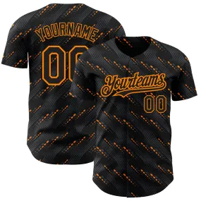 Custom Black Bay Orange 3D Pattern Design Slant Lines Authentic Baseball Jersey