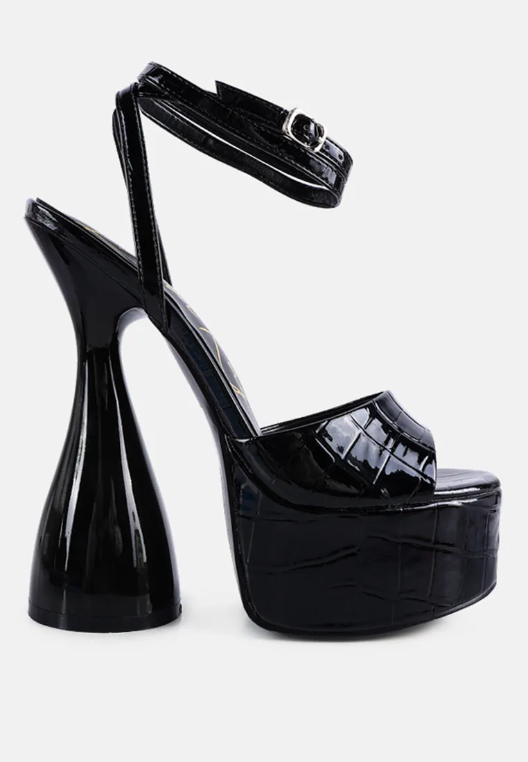 Drop Dead Patent Croc Ultra High Platform Sandals By Ruw