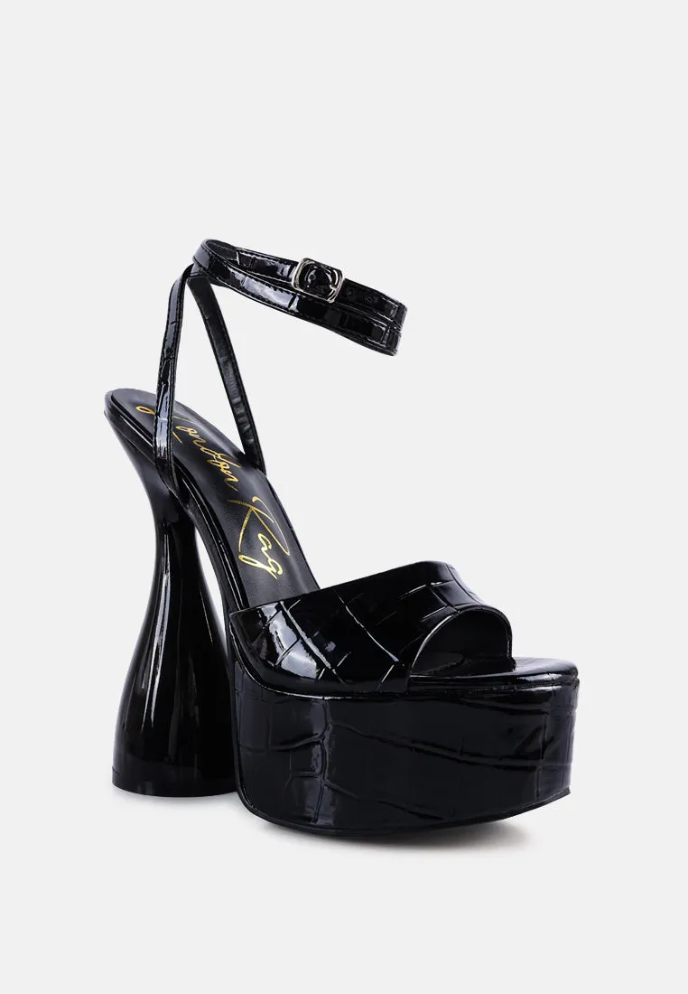 Drop Dead Patent Croc Ultra High Platform Sandals By Ruw