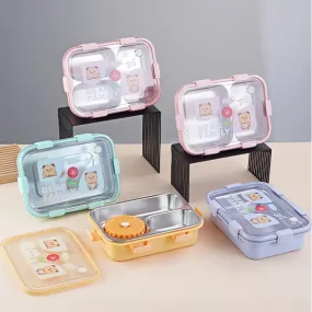 Heavy Meal 4 Compartment - Bento Lunch Box with Bowl (Bear)