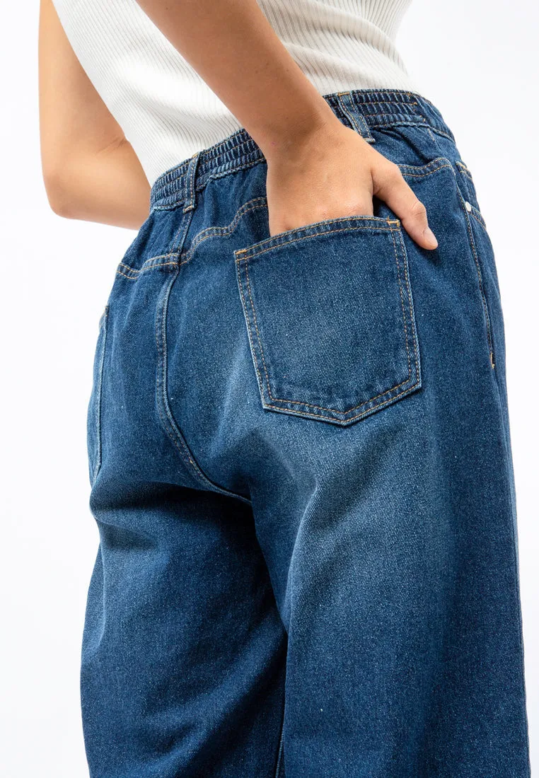 High Waist Denim Cullotte