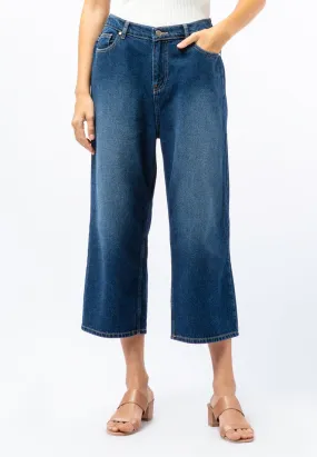 High Waist Denim Cullotte