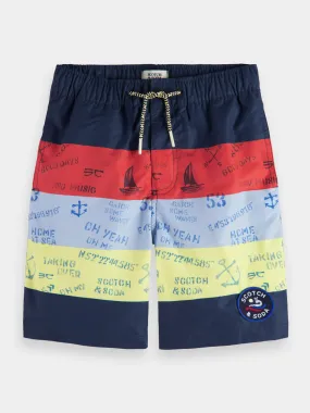 Kids - Longer-length colourblock swimshorts