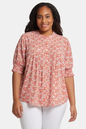 Pleated Peasant Blouse In Plus Size - Pollyanna