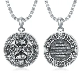 Sterling Silver Carpe Diem Pendant Necklace