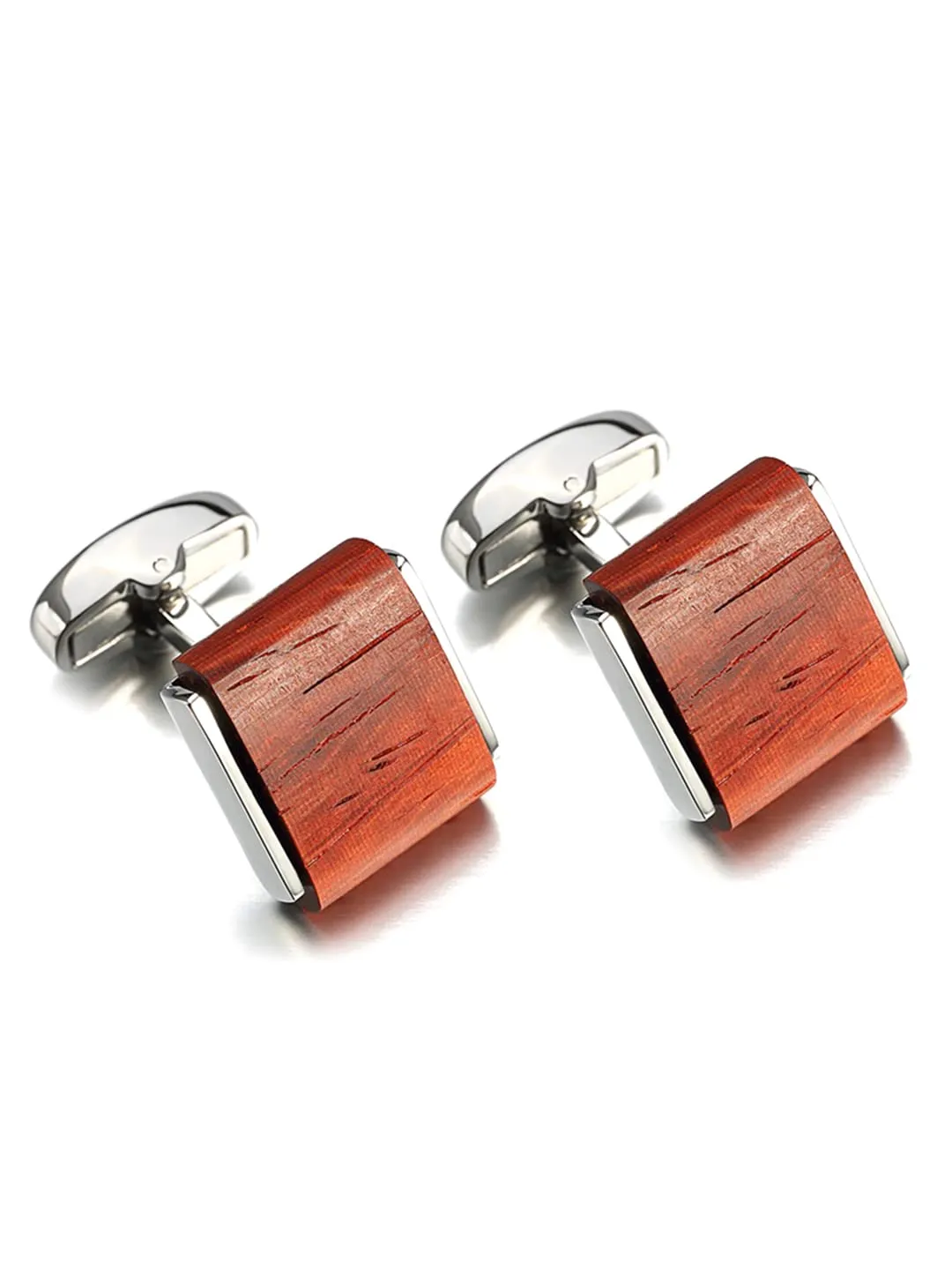 Yellow Chimes Cufflinks for Men Cuff links Stainles Steel Wooden Brown Silver Cufflinks for Men and Boy's